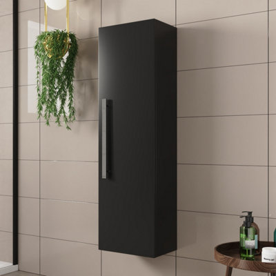 SunDaze 1200mm Bathroom Furniture Tall Storage Unit Wall Mounted Cupboard Cabinet Matt Black Price Comparisons | Compare The Build