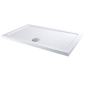 SunDaze 1200x700mm ABS Stone Shower Tray Low Profile Rectangle White