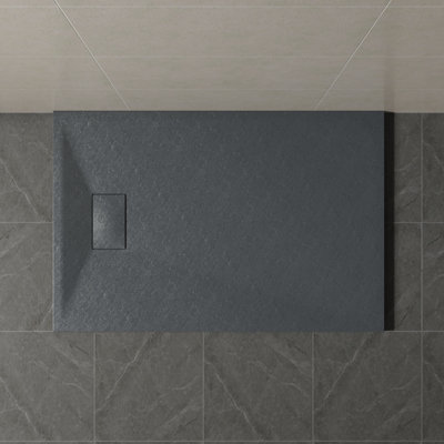 SunDaze 1300 x 800mm SMC Anthracite Rectangle Slate Effect Bathroom ...