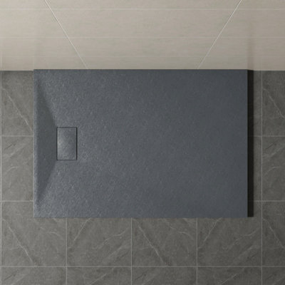 SunDaze 1300 x 900mm SMC Anthracite Rectangle Slate Effect Bathroom Shower Tray
