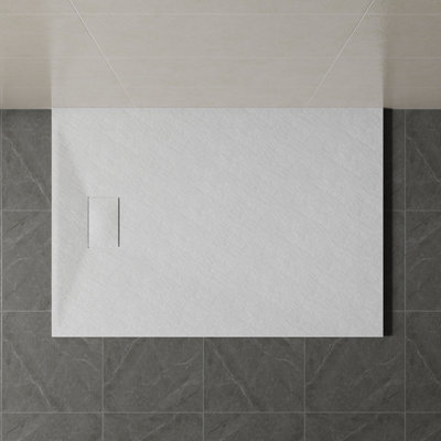 SunDaze 1300 x 900mm SMC White Rectangle Slate Effect Bathroom Shower ...