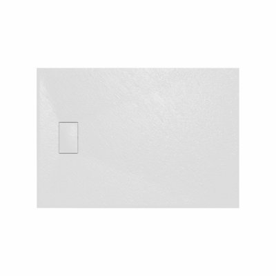 SunDaze 1300 x 900mm SMC White Rectangle Slate Effect Shower Tray with Fluidmaster 90mm Fast Flow Waste