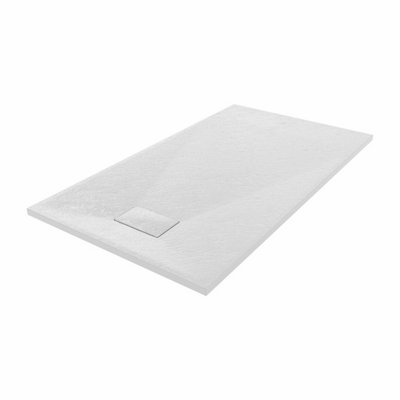 SunDaze 1400 x 800mm SMC White Rectangle Slate Effect Bathroom Shower Tray - 3
