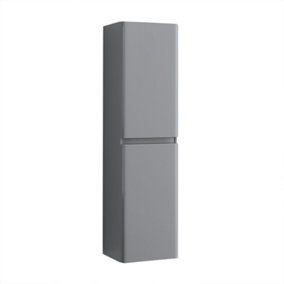SunDaze 1400mm Tall Bathroom Storage Cabinet Cupboard Wall Hung Furniture Unit Gloss Grey
