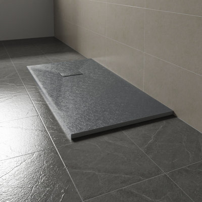 SunDaze 1500 x 700mm SMC Anthracite Rectangle Slate Effect Bathroom Shower Tray