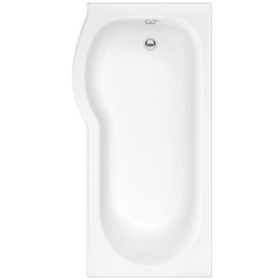 SunDaze 1500 x 800mm Gloss White Acrylic P Shape Left Hand Shower Bath