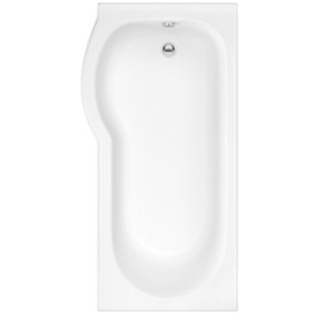 SunDaze 1500 x 800mm Gloss White Acrylic P Shape Left Hand Shower Bath