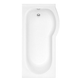 SunDaze 1500 x 800mm Gloss White Acrylic P Shape Right Hand Shower Bath