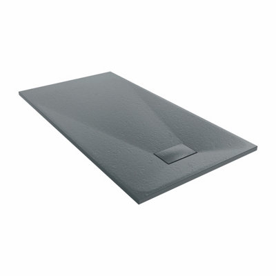 SunDaze 1500 x 800mm SMC Anthracite Rectangle Slate Effect Shower Tray with Fluidmaster 90mm Fast Flow Waste