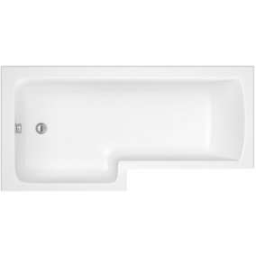 SunDaze 1500 x 850mm Gloss White Acrylic L Shape Left Hand Shower Bath