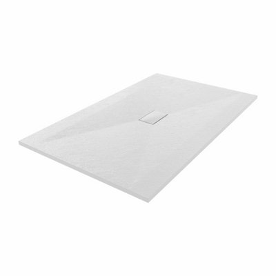 SunDaze 1600 x 1000mm SMC White Rectangle Slate Effect Bathroom Shower Tray