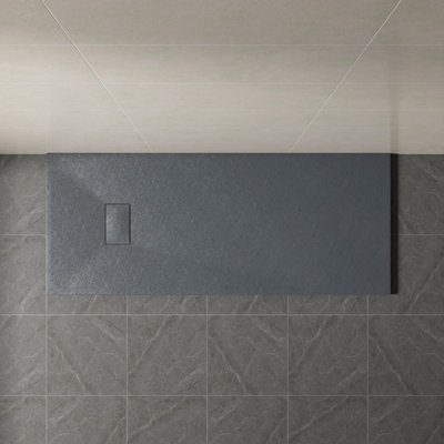 SunDaze 1600 x 700mm SMC Anthracite Rectangle Slate Effect Bathroom Shower Tray