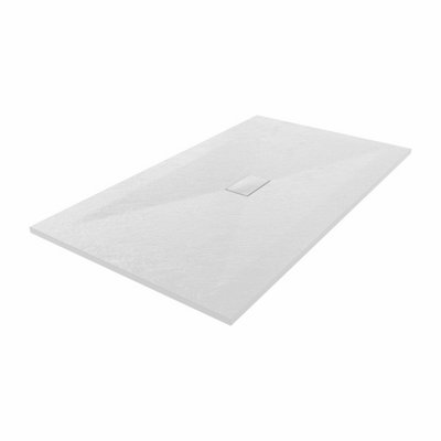 SunDaze 1700 x 1000mm SMC White Rectangle Slate Effect Bathroom Shower ...