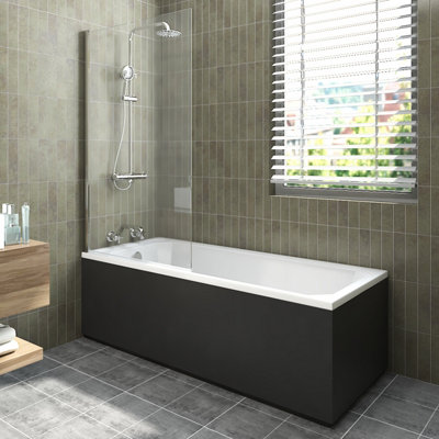 SunDaze 1700x700mm White Acrylic Traditional Shower Bath & Front and ...