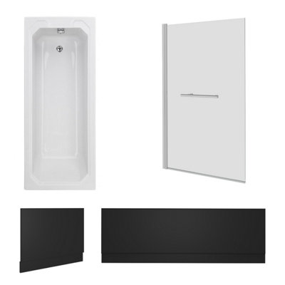 SunDaze 1700x700mm White Traditional Shower Bath & Front and End Panel ...