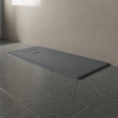SunDaze 1800 x 800mm SMC Anthracite Rectangle Slate Effect Bathroom ...