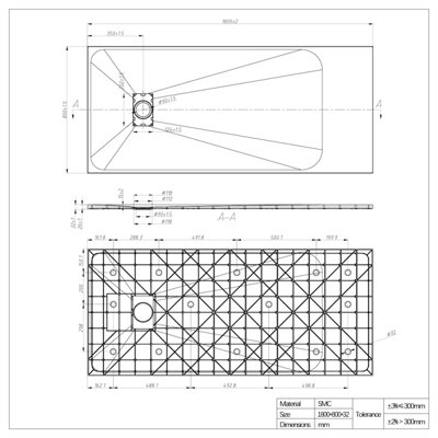 SunDaze 1800 x 800mm SMC White Rectangle Slate Effect Bathroom Shower Tray - 7
