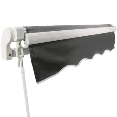 SunDaze 2.5 x 2m Manual Awning Retractable Garden Patio Canopy Sun Shade Shelter with Fittings and Crank Handle Grey