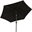 SunDaze 2.5M Black Garden Parasol with Solar LED Lights and Crank Tilt Mechanism Outdoor Patio Umbrella