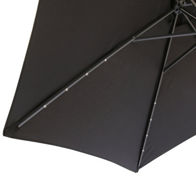 SunDaze 2.5M Black Garden Parasol with Solar LED Lights and Crank Tilt Mechanism Outdoor Patio Umbrella - 6