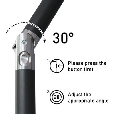 SunDaze 2.5M Black Garden Parasol with Solar LED Lights and Crank Tilt Mechanism Outdoor Patio Umbrella - 9
