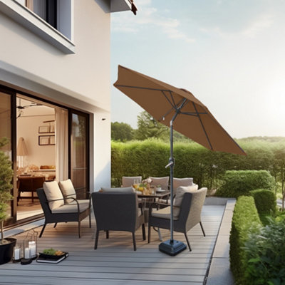 SunDaze 2.5M Coffee Garden Parasol Umbrella Sun Shade Canopy with Hand ...