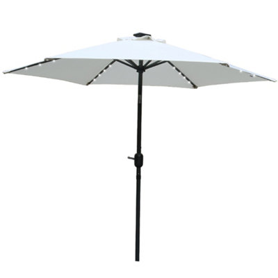 SunDaze 2.5M Cream Garden Parasol with Solar LED Lights and Crank Tilt Mechanism Outdoor Patio Umbrella - 3