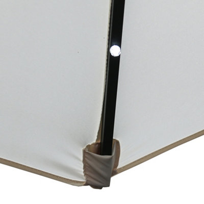SunDaze 2.5M Cream Garden Parasol with Solar LED Lights and Crank Tilt Mechanism Outdoor Patio Umbrella - 4