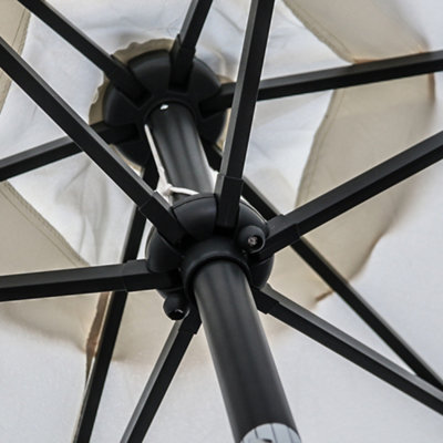SunDaze 2.5M Cream Garden Parasol with Solar LED Lights and Crank Tilt Mechanism Outdoor Patio Umbrella - 6