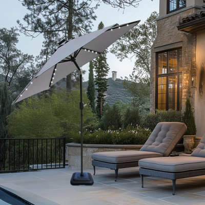 grey solar patio umbrella Best Choice Products 7.5ft Outdoor for Deck, Pool w/ Tilt, Crank, LED Lights Mounted Patio Umbrella is the perfect space 10 Foot Solar Hanging Umbrella