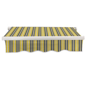 SunDaze 2.5x2m Garden Awning Replacement Fabric Top Cover Front Valance Yellow-Stripe