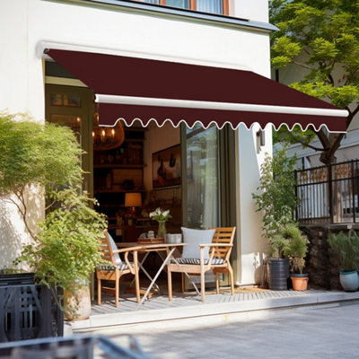 SunDaze 2.5x2M Half Cassette Electric Awning Retractable Garden Sun Shade Sail Canopy Wine Red