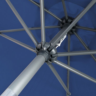 SunDaze 2.7M Blue Garden Parasol Sun Shade Umbrella with Crank Handle & Tilt Mechanism - 6