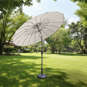 SunDaze 2.7M Cream Garden Fiberglass Rib Parasol with Crank Tilt Mechanism Outdoor Patio Umbrella