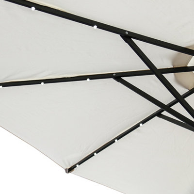 SunDaze 2.7M Cream Garden Parasol with Solar LED Lights and Crank Tilt Mechanism Outdoor Patio Umbrella - 4