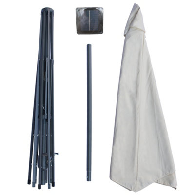 SunDaze 2.7M Cream Garden Parasol with Solar LED Lights and Crank Tilt Mechanism Outdoor Patio Umbrella - 7