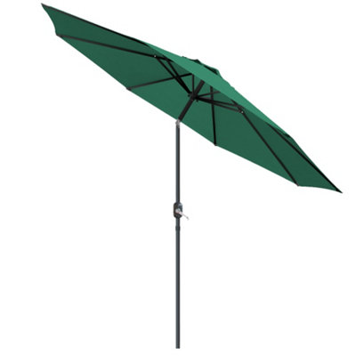SunDaze 2.7M Green Garden Parasol Sun Shade Umbrella with Crank Handle & Tilt Mechanism