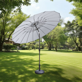 SunDaze 2.7M Grey Garden Fiberglass Rib Parasol with Crank Tilt Mechanism Outdoor Patio Umbrella