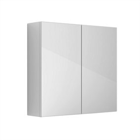 SunDaze 2 Door Mirror Cabinet Bathroom Wall Storage Furniture 600x667mm Gloss White