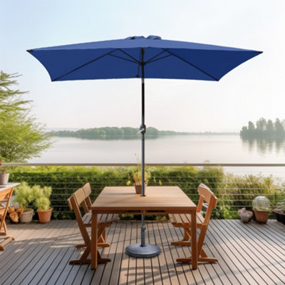 SunDaze 2x3M Blue Garden Parasol Sun Shade Umbrella with Crank Handle & Tilt Mechanism