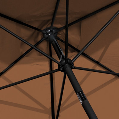 SunDaze 2x3M Coffee Garden Parasol Sun Shade Umbrella with Crank Handle & Tilt Mechanism - 8