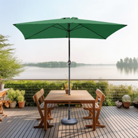SunDaze 2x3M Green Garden Parasol Sun Shade Umbrella with Crank Handle & Tilt Mechanism
