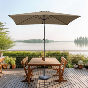 SunDaze 2x3M Taupe Garden Parasol Sun Shade Umbrella with Crank Handle & Tilt Mechanism