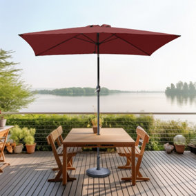 SunDaze 2x3M Wine Red Garden Parasol Sun Shade Umbrella with Crank Handle & Tilt Mechanism