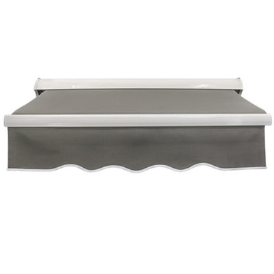 SunDaze 3.5x2.5M Half Cassette Electric Awning Retractable Garden Sun Shade Sail Canopy Grey