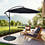 SunDaze 3M Black Cantilever Garden Banana Parasol with Adjustable Crank Patio Shade