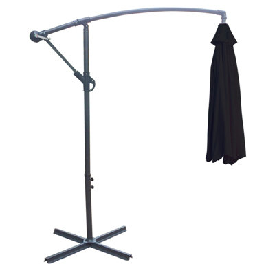 SunDaze 3M Black Cantilever Garden Banana Parasol with Adjustable Crank Patio Shade - 6