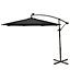SunDaze 3M Black Garden Cantilever Banana Parasol with Solar LED Lights Outdoor Patio Umbrella