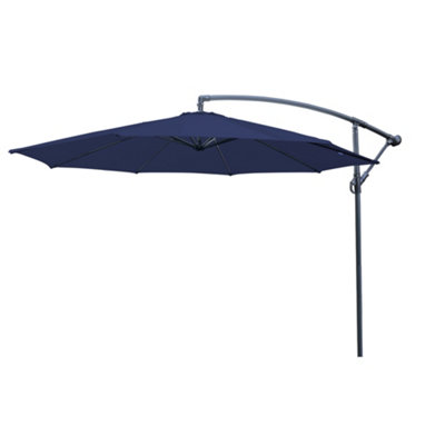 SunDaze 3M Blue Cantilever Garden Banana Parasol with Adjustable Crank Patio Shade - 3