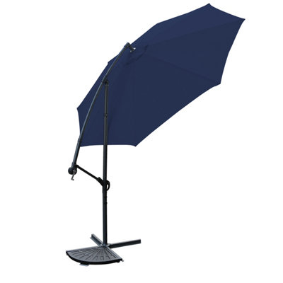 SunDaze 3M Blue Cantilever Garden Banana Parasol with Adjustable Crank Patio Shade - 4